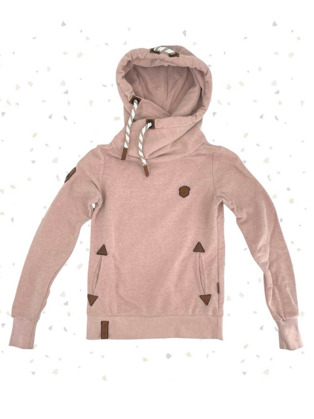 Naketano Powder Pink Hoodie Chunky Cowl Funnel Neck Sweatshirt Rose Blush Top S